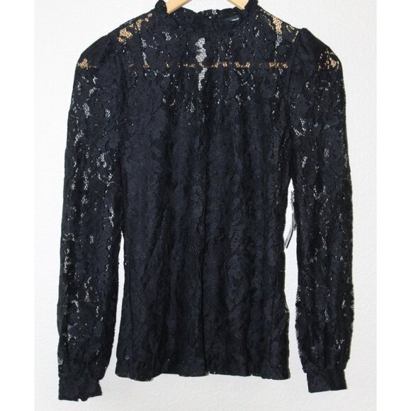 INC International Concepts Black Lace Long Sleeve Blouse Whimsigoth PS NWT - Picture 1 of 5